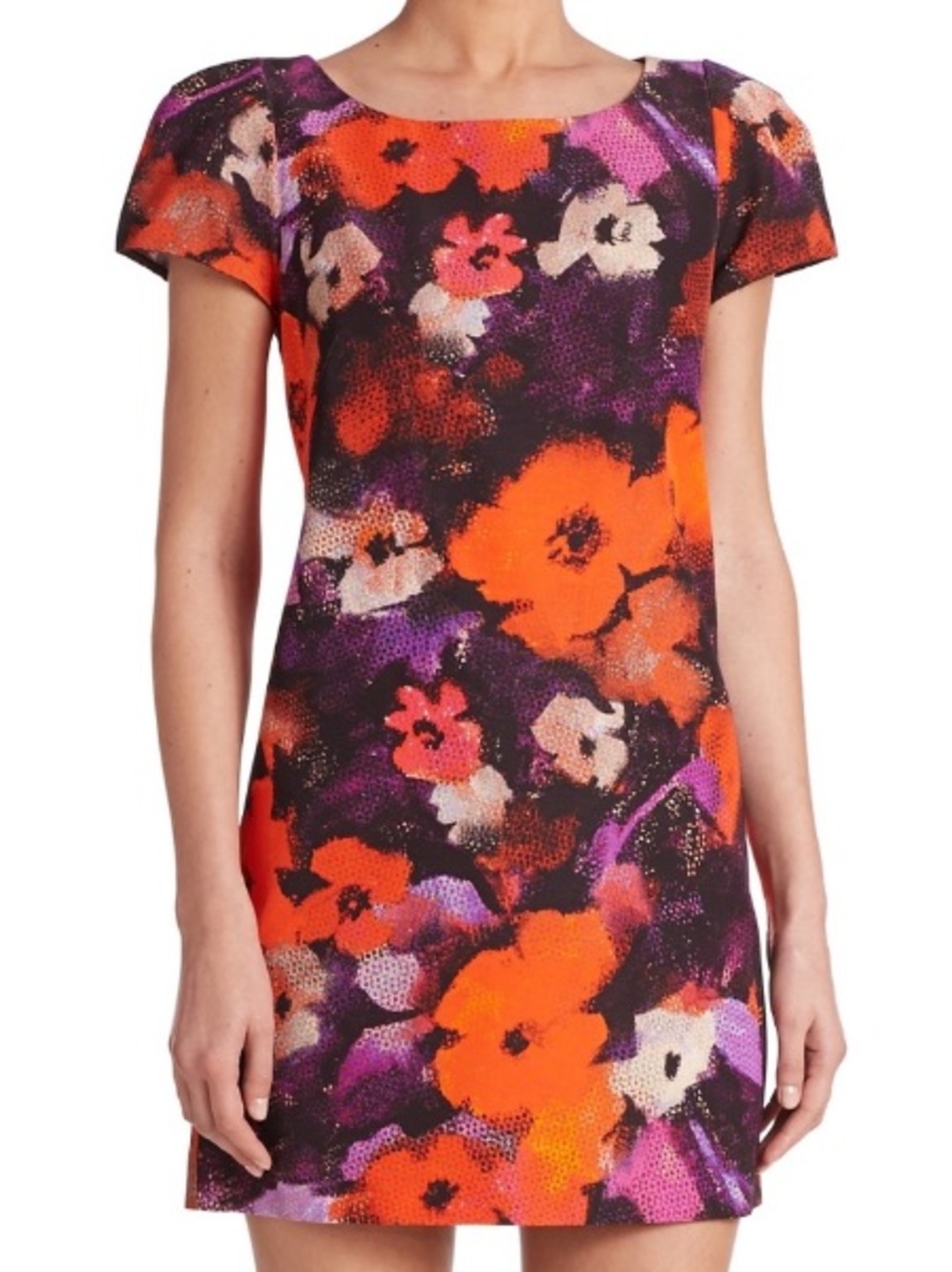 MILLY Chloe Floral Multi- Color Sheath Cap Sleeves Dress Size 10